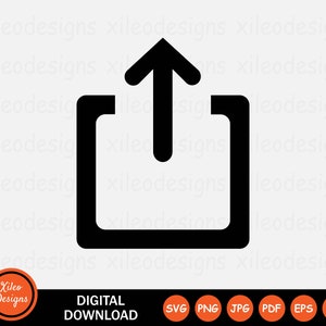 May include: Black and white icon of an upward arrow inside a square. The arrow points upwards, indicating an upload action.