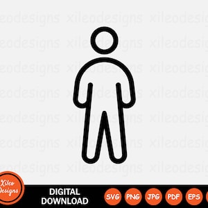 Stok figuur lijn pictogram SVG - man mens persoon staan staand overzicht teken symbool Cricut clipart vector digitale download png jpg pdf eps ai