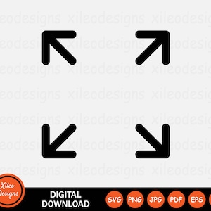 May include: Black and white graphic of four arrows pointing in opposite directions. The arrows are pointing up, down, left, and right.