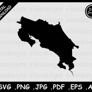 Costa Rica Karte SVG, Costa Ricanische Grenze, Schwarze Silhouette Cutout Cricut Cut File Vektor, png jpg jpeg pdf ai eps