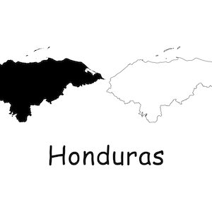 Karte von Honduras, honduranische Karte, schwarz-weiße detaillierte solide Umrisskarte von Honduras, sofortiger digitaler Download svg png eps ai