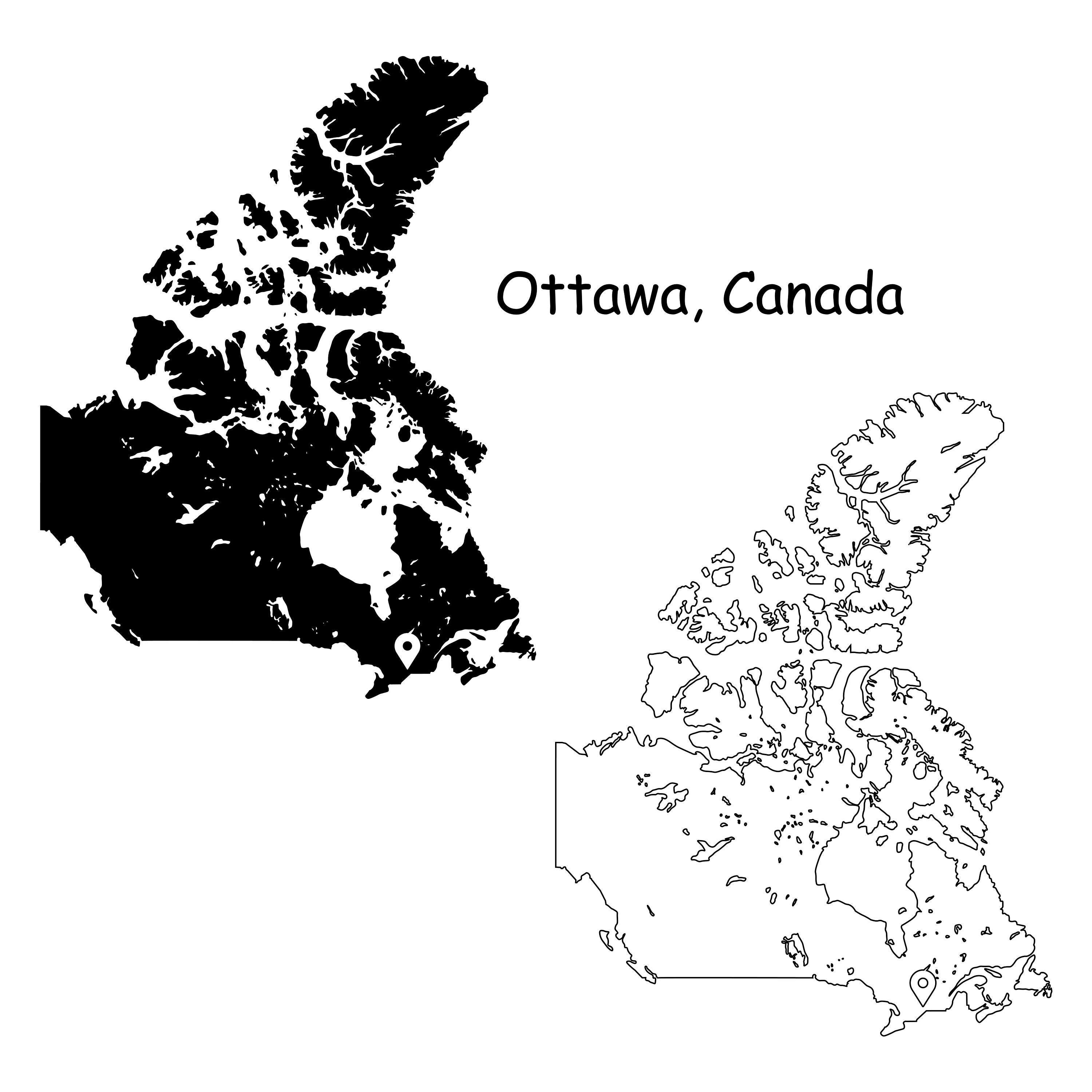 Ottawa Canada Map Capital City Country Location Pin Black Etsy