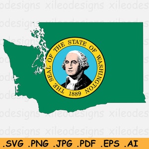 Washington Flag Map SVG, WA USA Verenigde Staten van Amerika, State Border Boundary Shape, Amerikaanse svg Cut File Clipart, eps ai png jpg pdf