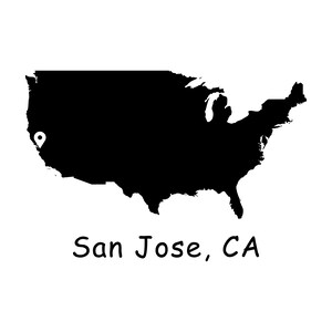 Kaart van San Jose, Californië, VS, San Jose CA, kaart van de Verenigde Staten van Amerika, San Jose CA locatie Pin Drop kaart Instant Digitale Download svg png eps