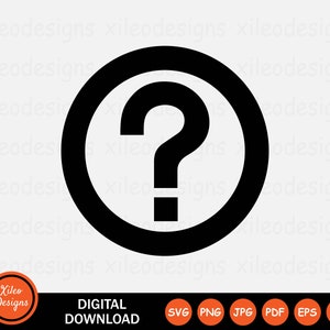 Peut inclure: Icône de point d'interrogation noir et blanc dans un cercle noir. L'icône est un téléchargement numérique.