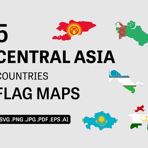 Centraal-Azië Landen Vlag Kaarten SVG Bundel, Landen Nationale Grens Grens Omtrek Geografie Atlas Vector Icon eps ai jpg pdf