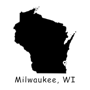 Milwaukee on Wisconsin State Map, Milwaukee WI Wisconsin USA Map, Milwaukee WI Location Pin Drop Map, Instant Digital Download svg png eps