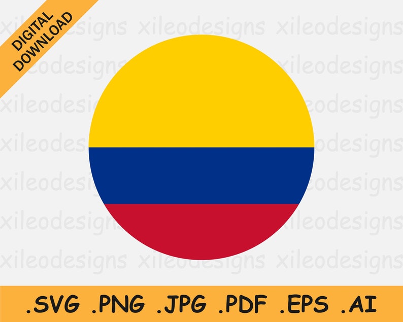 Colombia Round Flag SVG, Colombian Circular Banner, National Circle ...