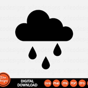 Rain Icon SVG Raining Cloud Water Drop Raindrop Season Graphic Vector ...