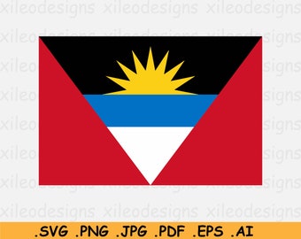 Antigua-et-Barbuda Drapeau SVG, Bannière nationale du pays, Fichier Cricut Cut, Téléchargement numérique, Clipart Vector Graphic Icon - eps ai png jpg pdf