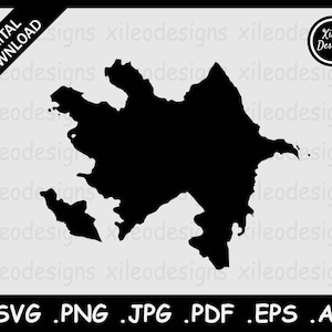 Aserbaidschan Karte SVG, Azeri Country National Border Border Border, Black Silhouette Cutout Cricut Cut File Vektor Icon, svg png jpg jpeg pdf ai eps
