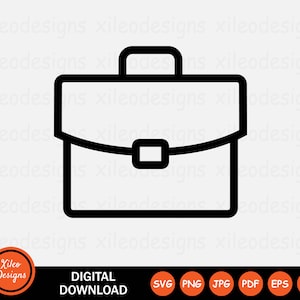 Ligne de valise icône SVG porte-documents sac à main sac bagages à main dossier symbole signe Clipart Cricut vecteur téléchargement numérique png jpg pdf eps ai