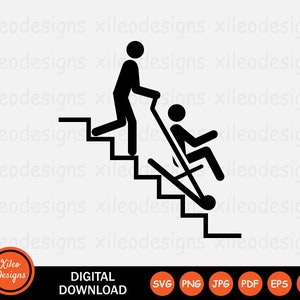 Notevakuierung Stuhl Treppe Stufen Rettungsgerät Zeichen Symbol Icon Clipart Grafik Vektor Cricut Digital Download svg png jpg eps pdf ai