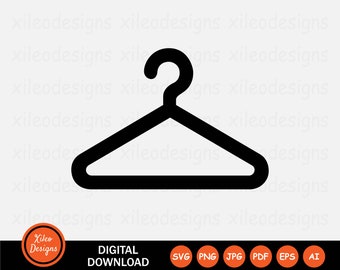Icono de percha SVG - Perchero de ropa Armario de ropa Colgar Tienda Símbolo Signo Clipart Cricut Vector Descarga digital png jpg pdf eps ai