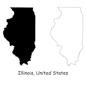 Illinois Map SVG, IL USA United States of America us, Schwarz-Weiß Silhouette Clipart Vektor Grafik Icon Banner, svg eps png jpg