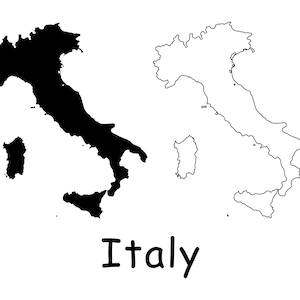 Landkarte von Italien, Landkarte Italien, detaillierte solide Umriss Boundary Map von Italien, sofortiger digitaler Download svg png eps ai