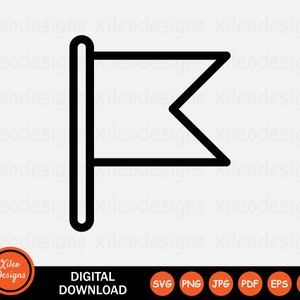 Könnte beinhalten: Schwarz-weiße Linienzeichnung einer Flagge an einem Mast. Die Flagge ist eine einfache Dreiecksform mit einer Spitze oben und einer geraden Unterkante.