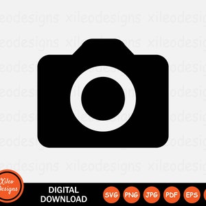 Camera Icon SVG - Photography Photo Lens Image Capture Film Media App Symbol Sign Clipart Cricut Vector Digital Download png jpg pdf eps ai