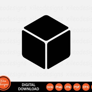 Puede incluir: Un cubo negro en 3D, un diseño geométrico simple. Descarga digital disponible en formatos SVG, PNG, JPG, PDF, EPS y AI.
