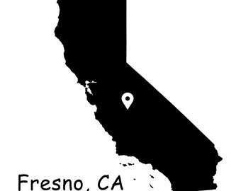 Fresno California State Map, Fresno City CA California USA Map, Fresno California Location Pin Drop Map Instant Digital Download svg png eps
