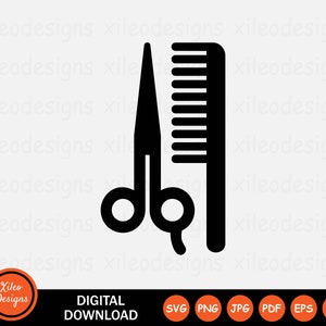 Beauty Salon Icon SVG Hairdresser Barber Hair Cut Comb Sign Symbol Graphic Vector Clipart Cricut Digital Download Vector png jpg eps pdf ai