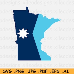 Minnesota Map Flag SVG - MN USA United States of America, State Border Boundary Shape, U.S American svg Cut File Clipart, eps ai png jpg pdf