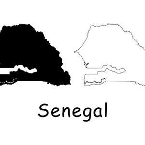 Karte von Senegal, Senegal Karte, detaillierte solide Umriss Boundary Map von Senegal, sofortiger digitaler Download svg png eps ai