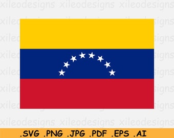 Venezuela National Flag SVG, Venezuelan Nation Country Banner, Cricut Cut, File Digital Download Clipart Vector Graphic - eps ai png jpg pdf