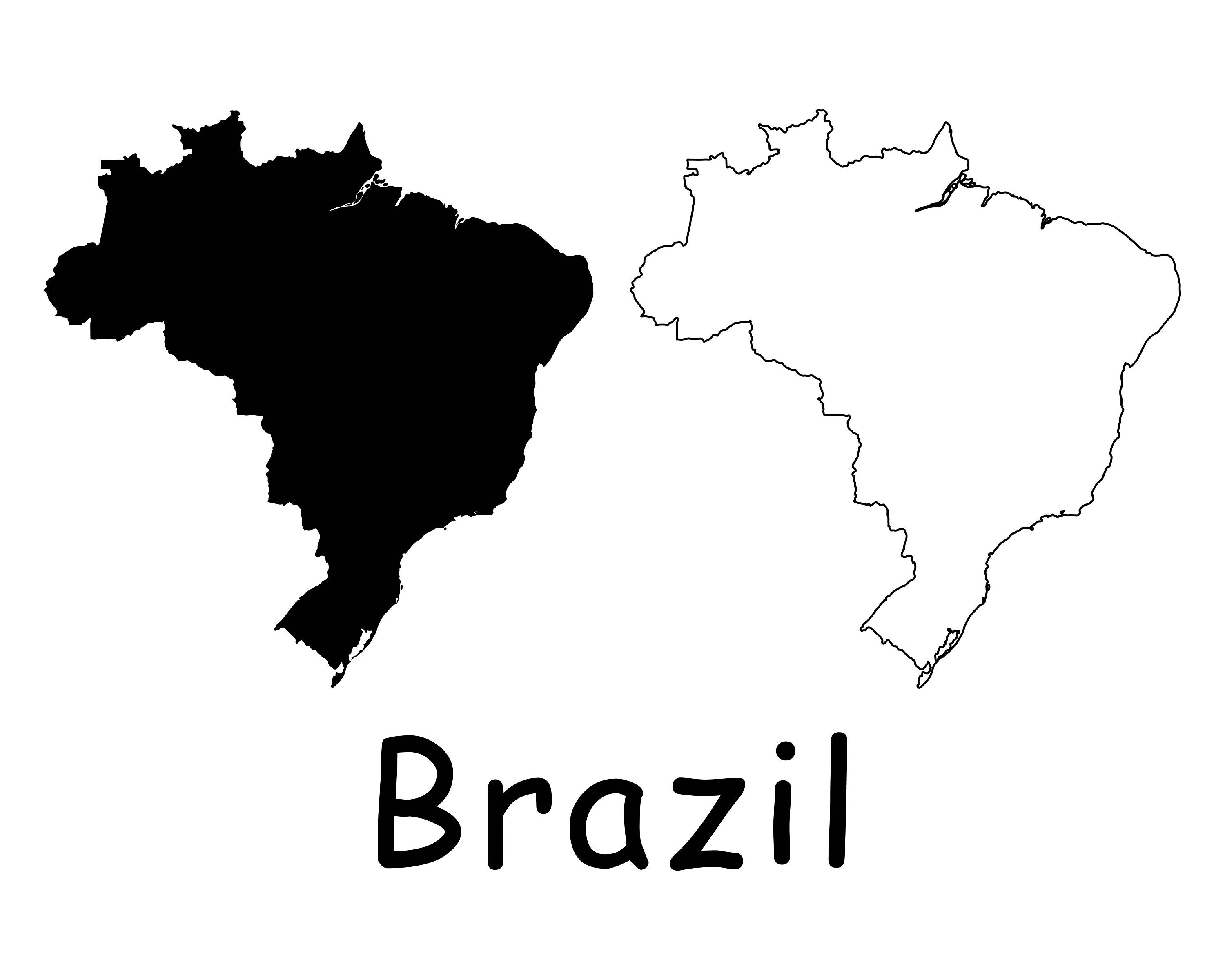 brazil map black and white