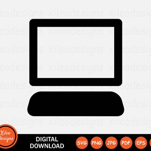 Icono de computadora portátil SVG Notebook Computadora Pantalla Dispositivo Escritorio png jpg eps ai pdf Descarga digital Vector Gráfico Clipart Vector Signo Símbolo Cricut