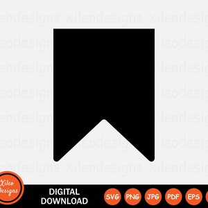 May include: Black bookmark with a pointed bottom edge. The bookmark is a digital download and available in SVG, PNG, JPG, PDF, EPS, and AI formats.
