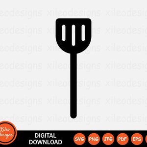 May include: Black silhouette of a spatula with a long handle.