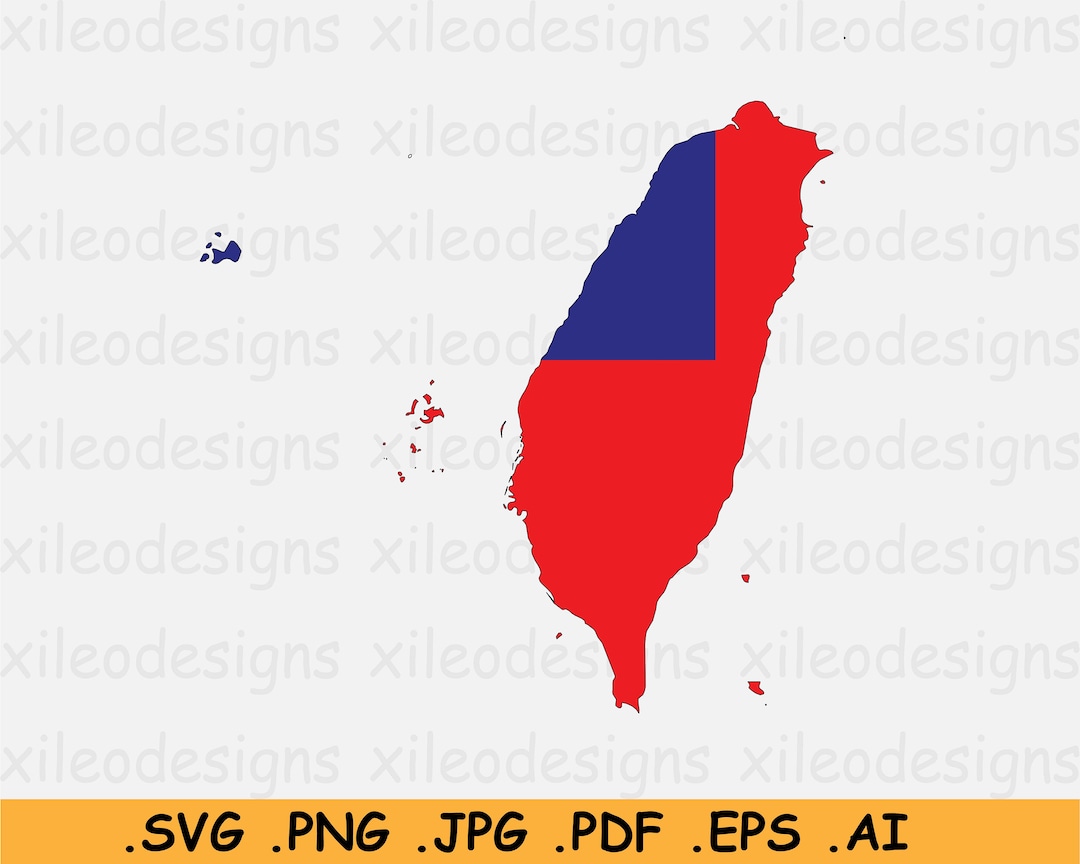 Taiwan Flag Map SVG- Taiwanese Cricut Cut File, Country Nation China ...