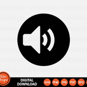 Volume Circle Icon SVG - Sound Music Speaker Radio Audio Loudspeaker Symbol Sign Clipart Cricut Vector Digital Download png jpg pdf eps ai