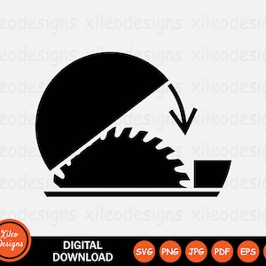 Icono de sierra de mesa SVG - Cortadora de madera y metal Equipo de carpintería Máquina Símbolo Signo Gráfico Clipart Vector Cricut Digital Cut png jpg eps pdf ai