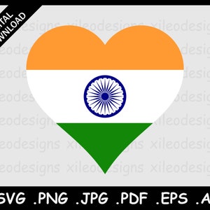 India Heart Flag SVG, Indian Love Banner National Nation Country Clipart Vector Icon Instant Digital Download File, eps ai svg png jpg pdf