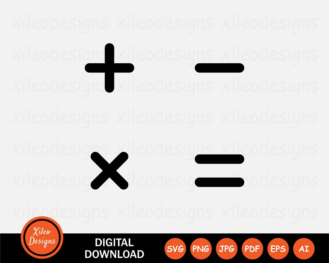 Math Symbols Icon SVG Plus Minus Multiply Equal Calculate Graphic ...