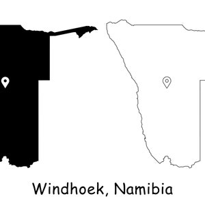 Wind botswana Namibia Karte Hauptstadt Landort Pin Schwarz Weiß Silhouette UmrissGeografie Region Namibia Landkarten jpg svg png ai eps