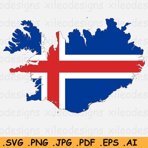 Island Flagge Karte SVG - Isländische Cricut Cut Datei, Country Nation Silhouette Outline Atlas, Scrapbook Clipart Vektor Icon, eps ai png jpg pdf