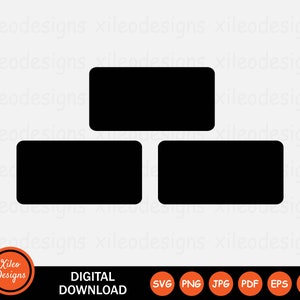 May include: Three black rectangular shapes stacked on top of each other. The top shape is the largest, the middle shape is slightly smaller, and the bottom shape is the smallest. The shapes are all the same width.
