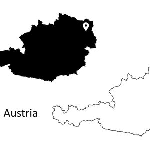 Wien Österreich Karte Hauptstadt Landkarte Pin Schwarz Weiß Silhouette Umriss Geografie Region Österreich Landkarten jpg svg png ai eps
