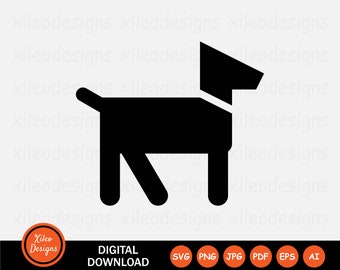 Hundikon SVG - valp husdjur djur tecknad sidovy siluett disposition tecken symbol Cricut Clipart vektor digital nedladdning png jpg pdf eps ai