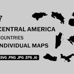 Amérique centrale Cartes de pays individuelles SVG, Nation National Countries Map Set, Cricut Cut File Silhouette Vector Clipart svg eps ai png jpg