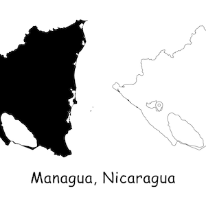 Managua Nicaragua Karte Hauptstadt Landort Pin Schwarz Weiß Silhouette Umriss Geografie Region Nicaraguan Maps jpg svg png ai eps