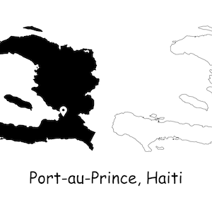 Port au Prince Haiti Karte Hauptstadt Landort Pin Schwarz Weiß Silhouette UmrissGeografie Region Port-au-Prince jpg svg png ai eps