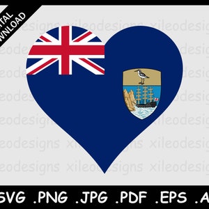 Saint Helena Heart Flag SVG, St. Helenian Love Shape Flag, Icon Sign Symbol Clipart Emoji Vector Digital Instant Download png jpg pdf eps ai
