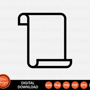 Öffnen Schriftrolle Symbol Dokument Leere Seite Papier Rolle Papyrus Grafik Vektor Clipart Zeichen Symbol Cricut Digitaler Download Vektor png jpg eps pdf ai