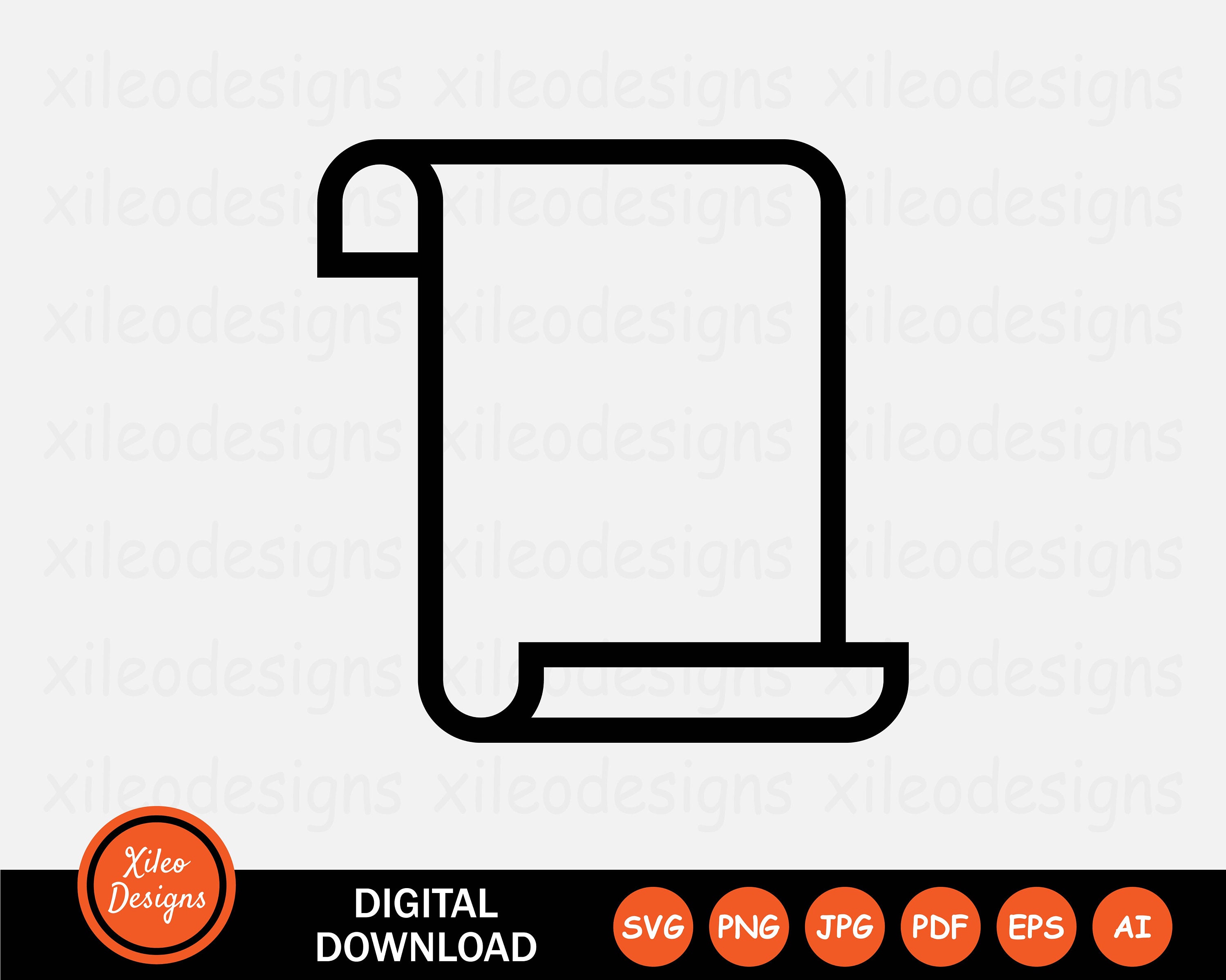 Open Scroll Icon Document Blank Page Paper Roll Papyrus Graphic Vector Clipart Sign Symbol Cricut Digital Download Vector png jpg eps pdf ai
