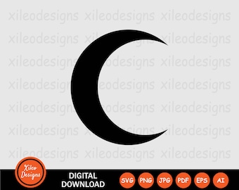 Halve maan SVG - EHBO maansymbool maan vorm islam islamitische moslim embleem zwart wit vector pictogram teken Cricut digitaal png jpg eps pdf ai