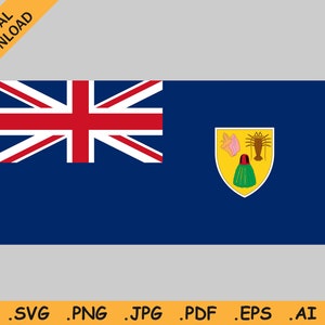 Turks and Caicos Islands Flag SVG - TCI Banner Flag, Cricut Cut File Instant Digital Download Clipart Vector Graphic Icon eps ai png jpg pdf